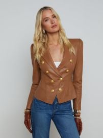 L39AGENCE - Bethany Leather Blazer in Soft Cognac at L'Agence