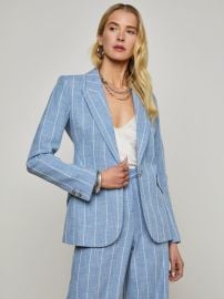 L39AGENCE - Chamberlain Pinstriped Blazer in Sky BlueWhite Pinstripe at L'Agence