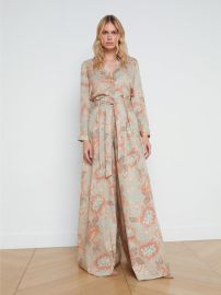 L39AGENCE - Chantae Ultra Wide-Leg Belted Pant in Multi Soft Pastel Vintage Floral at L'Agence