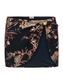 L39AGENCE - Coco Mini Skirt Cover-Up in Black Multi Tapestry Jungle Print at L'Agence