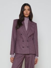 L39AGENCE - Colin Wool Blazer in Deep Plum Multi Chevron at L'Agence