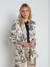 L39AGENCE - Jayda Double-Breasted Silk Blazer in Ecry Black Sketch Paisley at L'Agence