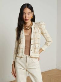 L39AGENCE - Jenni Cardigan in IvoryCappuccino Multi at L'Agence