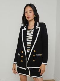 L39AGENCE - Kenji Oversized Knit Blazer in BlackWhiteGold Lurex at L'Agence