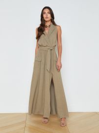 L39AGENCE - Mayer Linen-Blend Maxi Dress in Covert Green at L'Agence