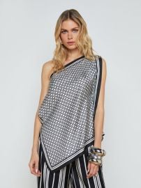 L39AGENCE - Oskar Scarf Top in BlackWhite Bamboo Rattan Geo Scarf at L'Agence