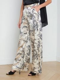 L39AGENCE - Pilar Silk Wide-Leg Pant in EcruBlack Sketch Paisley at L'Agence