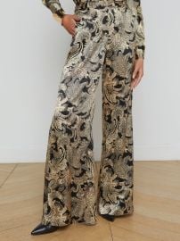 L39AGENCE - Pilar Silk Wide-Leg Pant in Gold Multi Textured Paisley at L'Agence