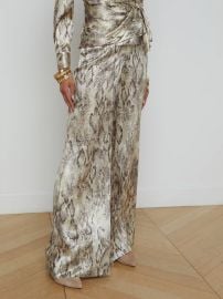 L39AGENCE - Pilar Silk Wide-Leg Pant in Tan Multi Snake at L'Agence