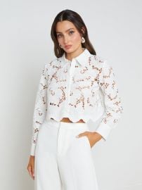 L39AGENCE - Seychelle Lace Cropped Blouse in White at L'Agence