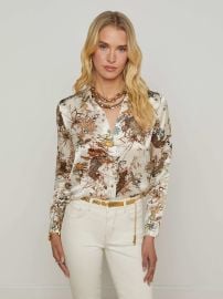 L39AGENCE - Tyler Silk Blouse in Ecru Multi Tapestry Jungle at LAgence