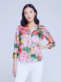 L39AGENCE Dani Blouse in Pink Blush Multi Tropical Floral at L'Agence