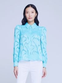 L39AGENCE Jenica Blouse in Aqua at L'Agence