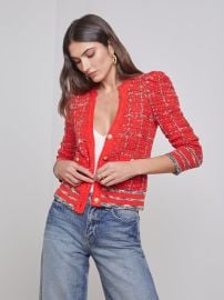 L39AGENCE Jenni Cardigan in Red Multi at L'Agence