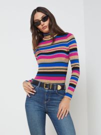 L39AGENCE Olene Sweater in Magenta Multi Stripe at L'Agence