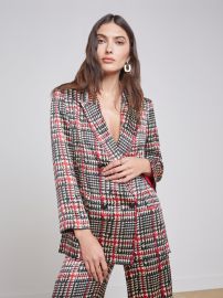 L39AGENCE Taryn Blazer in IvoryBlackRed Glen Plaid at L'Agence