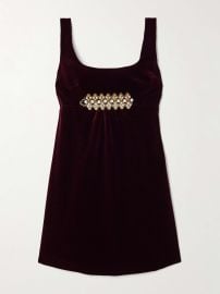 LA DoubleJ Ella embellished cotton velvet mini dress at Net a Porter