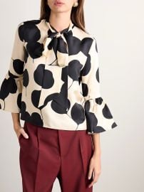 LA DoubleJ Happy Wrist tie detailed printed silk twill blouse at Net a Porter