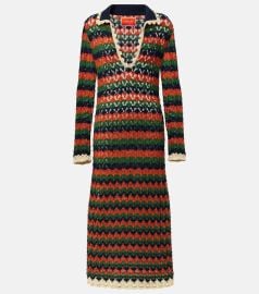 LA DoubleJ Perry crochet cotton polo dress at Mytheresa
