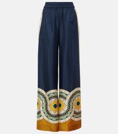 LA DoubleJ Printed silk twill palazzo pants at Mytheresa