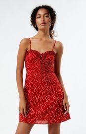 LA Hearts Ruffle Trim Polka Dot Mini Dress Pacsun at PacSun