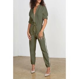 LA Peony The Caroline Jumpsuit In Olivine at Wolf and Badger