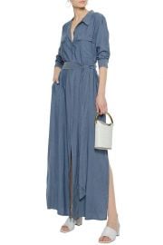 LAGENCE Belted chambray shirt maxi dress at The Outnet