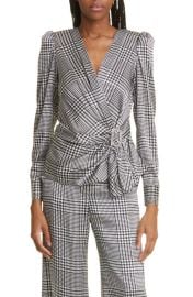 LAGENCE Bensen Wrap Buckle Stretch Silk Top at Nordstrom