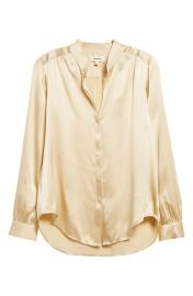 LAGENCE Bianca Silk Satin Blouse in Dark Mustard at Nordstrom