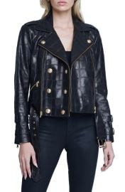 LAGENCE Billie Belted Embossed Leather Jacket at Nordstrom