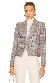 LAGENCE Brooke Double Breasted Crop Blazer in Brown Black Multi FWRD at Forward