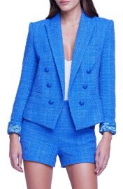 LAGENCE Brooke Double Breasted Crop Cotton Blend Blazer at Nordstrom