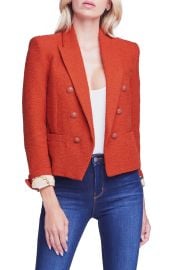 LAGENCE Brooke Double Breasted Crop Cotton Blend Blazer in Ecru at Nordstrom