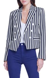 LAGENCE Brooke Stripe Double Breasted Crop Blazer at Nordstrom