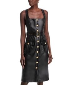 LAGENCE Button Front Faux Leather Tank Dress Bloomingdales at Bloomingdales