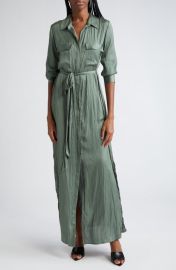 LAGENCE Cameron Belted Satin Shirtdress at Nordstrom