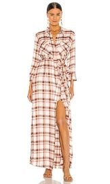 LAGENCE Cameron Long Shirt Dress in Petal  Quartz Soft Plaid at Revolve