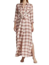 LAGENCE Cameron Plaid Silk Maxi Shirtdress on SALE at Saks Off 5th