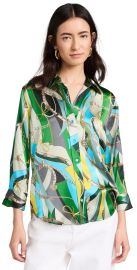 LAGENCE Dani 3/4 Sleeve Blouse Sea Green Multi Belt Swirl M at Shopbop