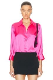 LAGENCE Dani 34 Sleeve Blouse in Shocking Pink FWRD at FWRD