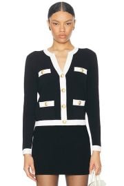 LAGENCE Estefania Contrast Trim Cardi in Black White FWRD at FWRD