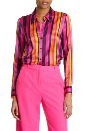 LAGENCE Hailie Stripe Silk Blouse at Nordstrom