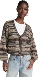 LAGENCE Harriet Blouson Sleeve Cardigan Brown Multi XXS at Shopbop