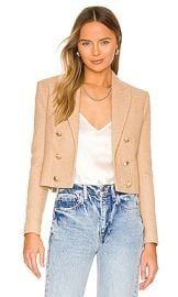 LAGENCE Inez Cropped Blazer in Almond at Revolve