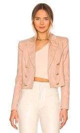 LAGENCE Inez Cropped Blazer in Biscuit at Revolve