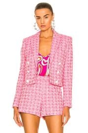 LAGENCE Inez Cropped Blazer in Rose FWRD at FWRD