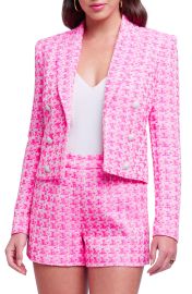 LAGENCE Inez Tweed Crop Blazer in Rose at Nordstrom