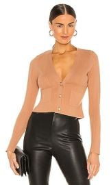 LAGENCE Jamie Cropped Cardigan in Nude at Revolve