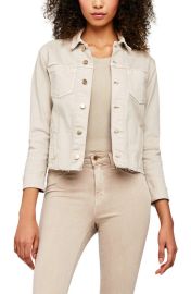 LAGENCE Janelle Raw Cut Slim Denim Jacket in Biscuit Size Medium at Nordstrom