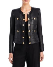 LAGENCE Jayde Leather Open Front Jacket Bloomingdales at Bloomingdales